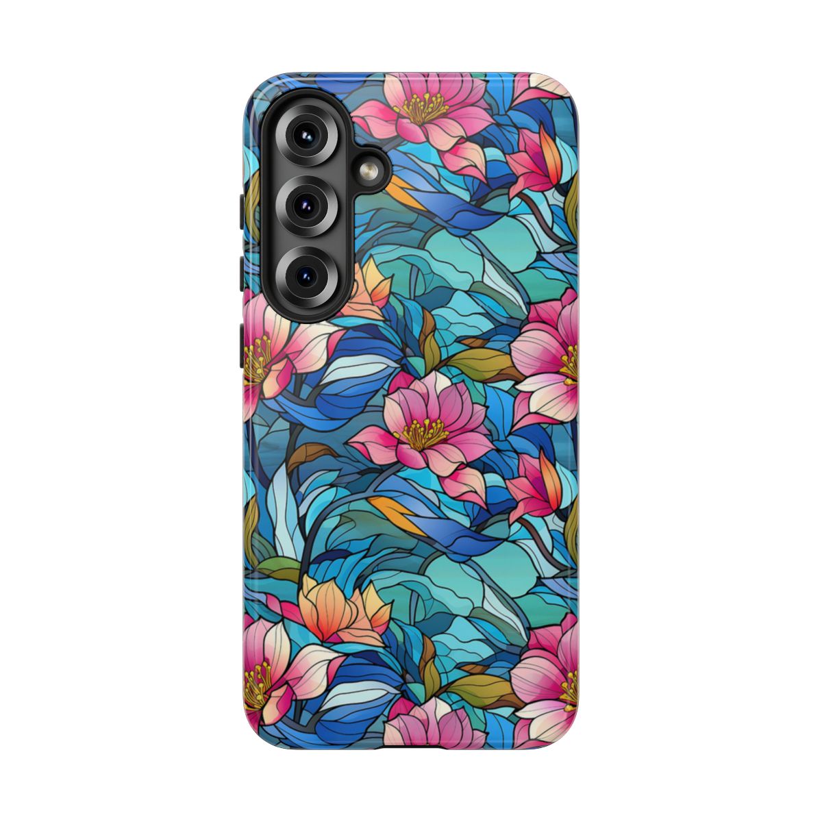 Stained Glass Pink Flowers Tough Case