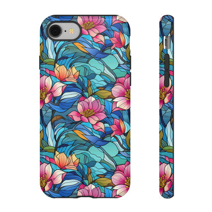 Stained Glass Pink Flowers Tough Case