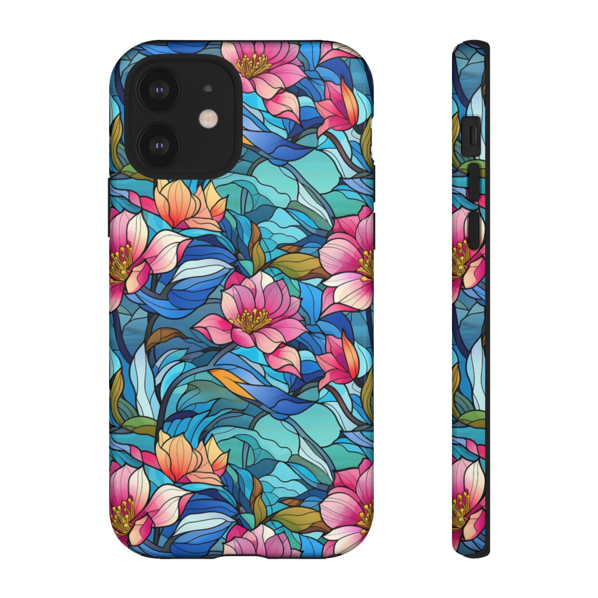 Stained Glass Pink Flowers Tough Case
