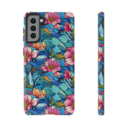 Stained Glass Pink Flowers Tough Case