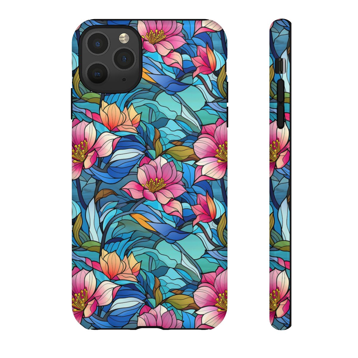 Stained Glass Pink Flowers Tough Case
