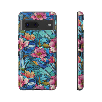 Stained Glass Pink Flowers Tough Case