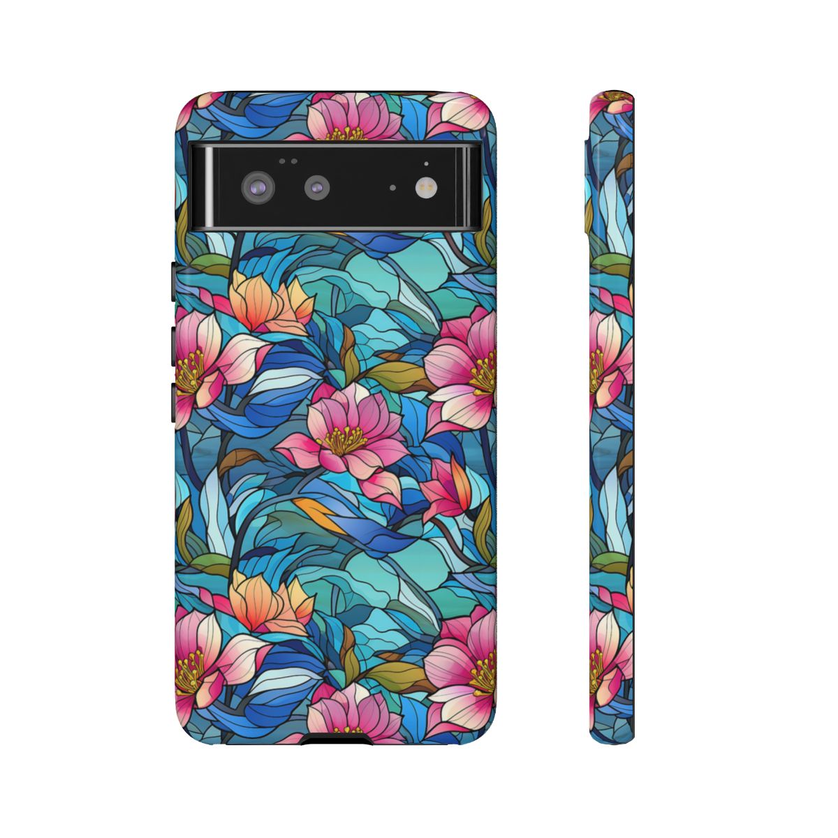 Stained Glass Pink Flowers Tough Case