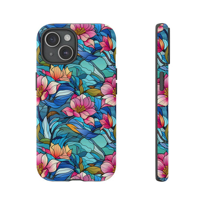 Stained Glass Pink Flowers Tough Case