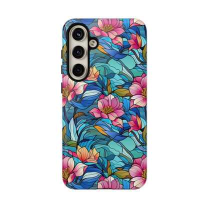 Stained Glass Pink Flowers Tough Case