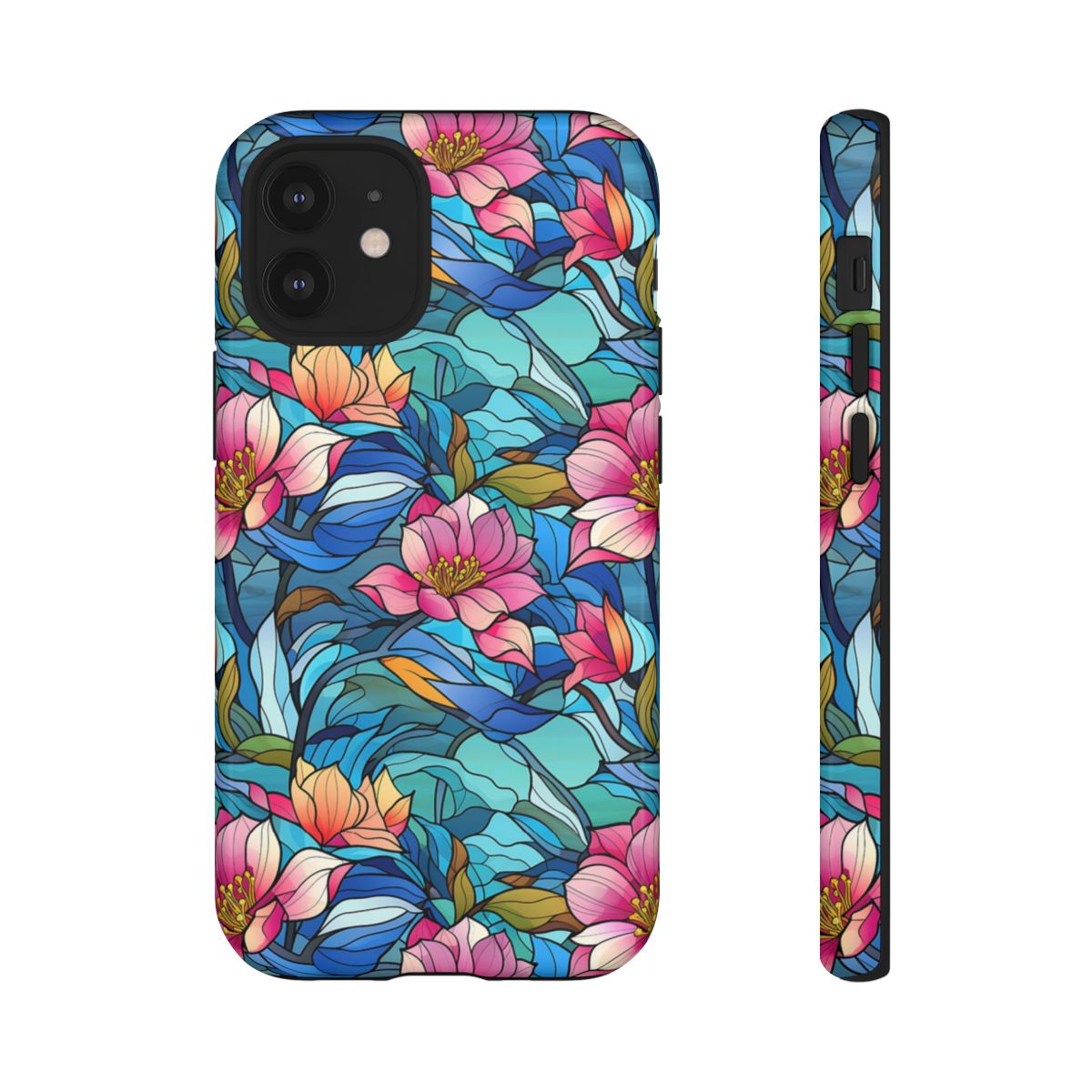 Stained Glass Pink Flowers Tough Case