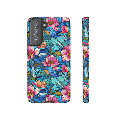Stained Glass Pink Flowers Tough Case