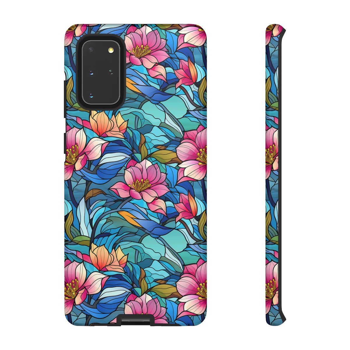 Stained Glass Pink Flowers Tough Case