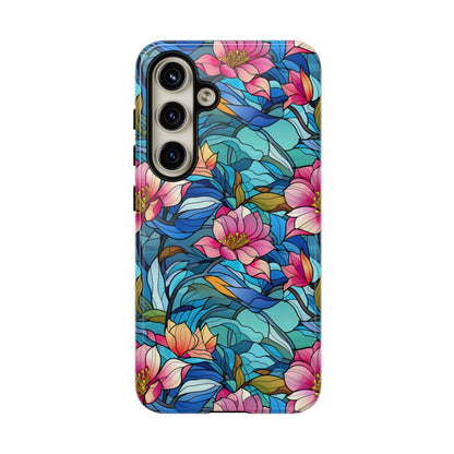 Stained Glass Pink Flowers Tough Case