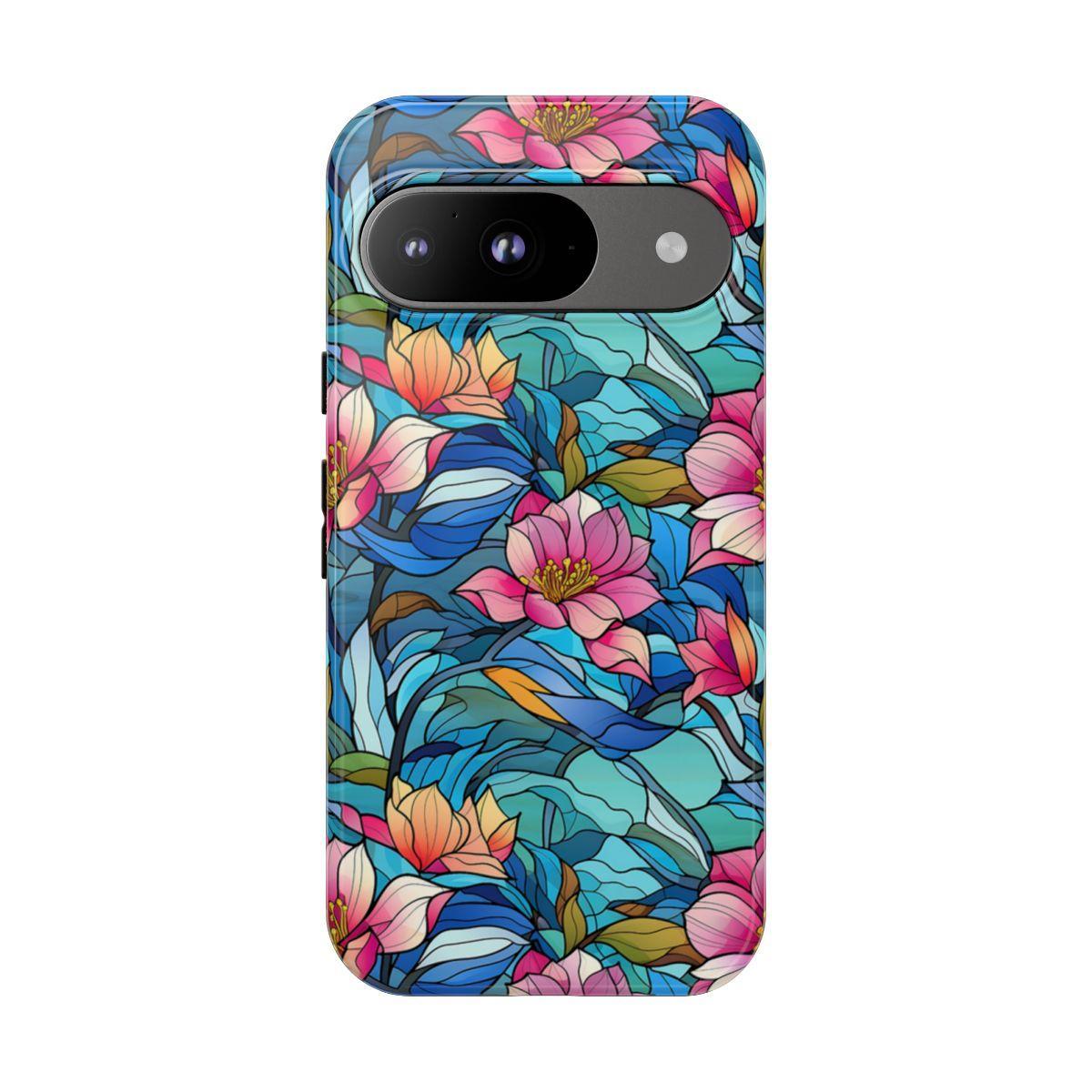 Stained Glass Pink Flowers Tough Case