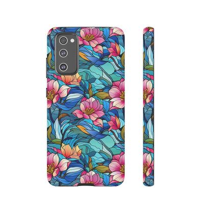 Stained Glass Pink Flowers Tough Case
