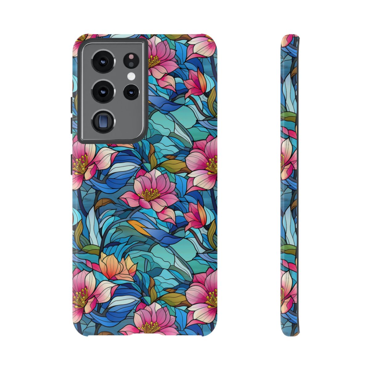 Stained Glass Pink Flowers Tough Case
