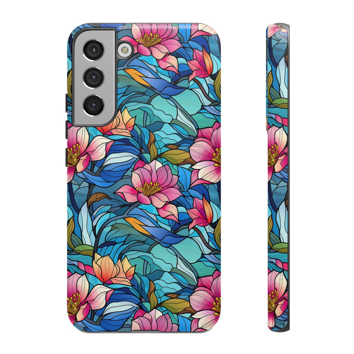 Stained Glass Pink Flowers Tough Case