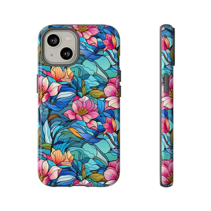Stained Glass Pink Flowers Tough Case