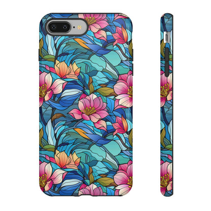 Stained Glass Pink Flowers Tough Case