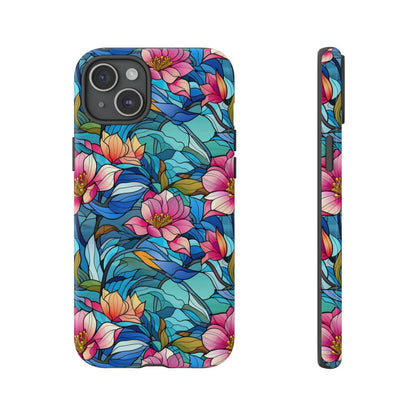 Stained Glass Pink Flowers Tough Case