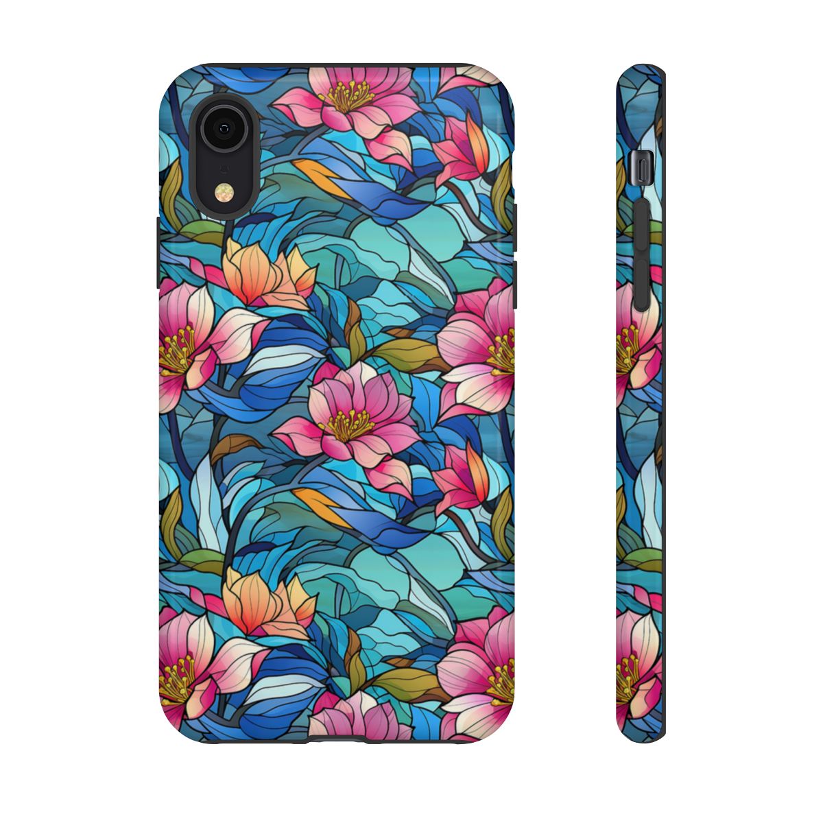 Stained Glass Pink Flowers Tough Case