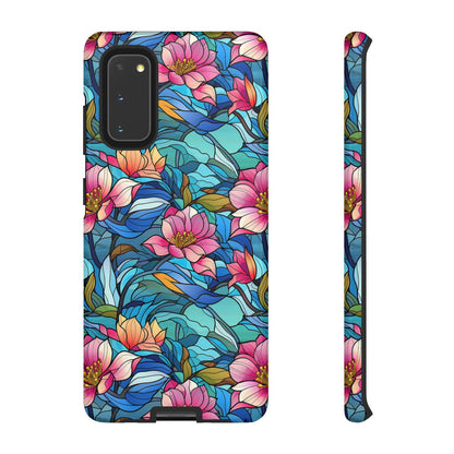 Stained Glass Pink Flowers Tough Case