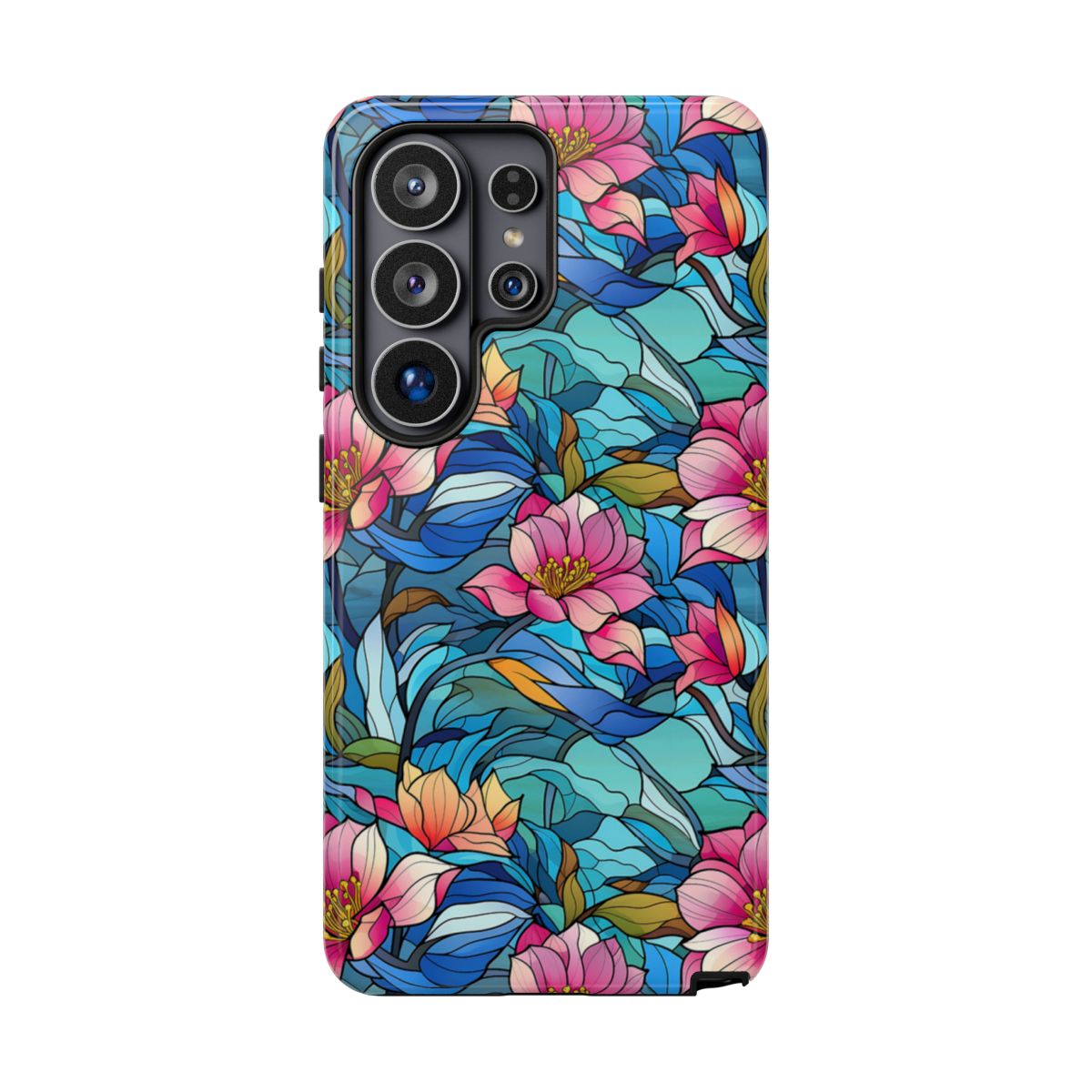 Stained Glass Pink Flowers Tough Case
