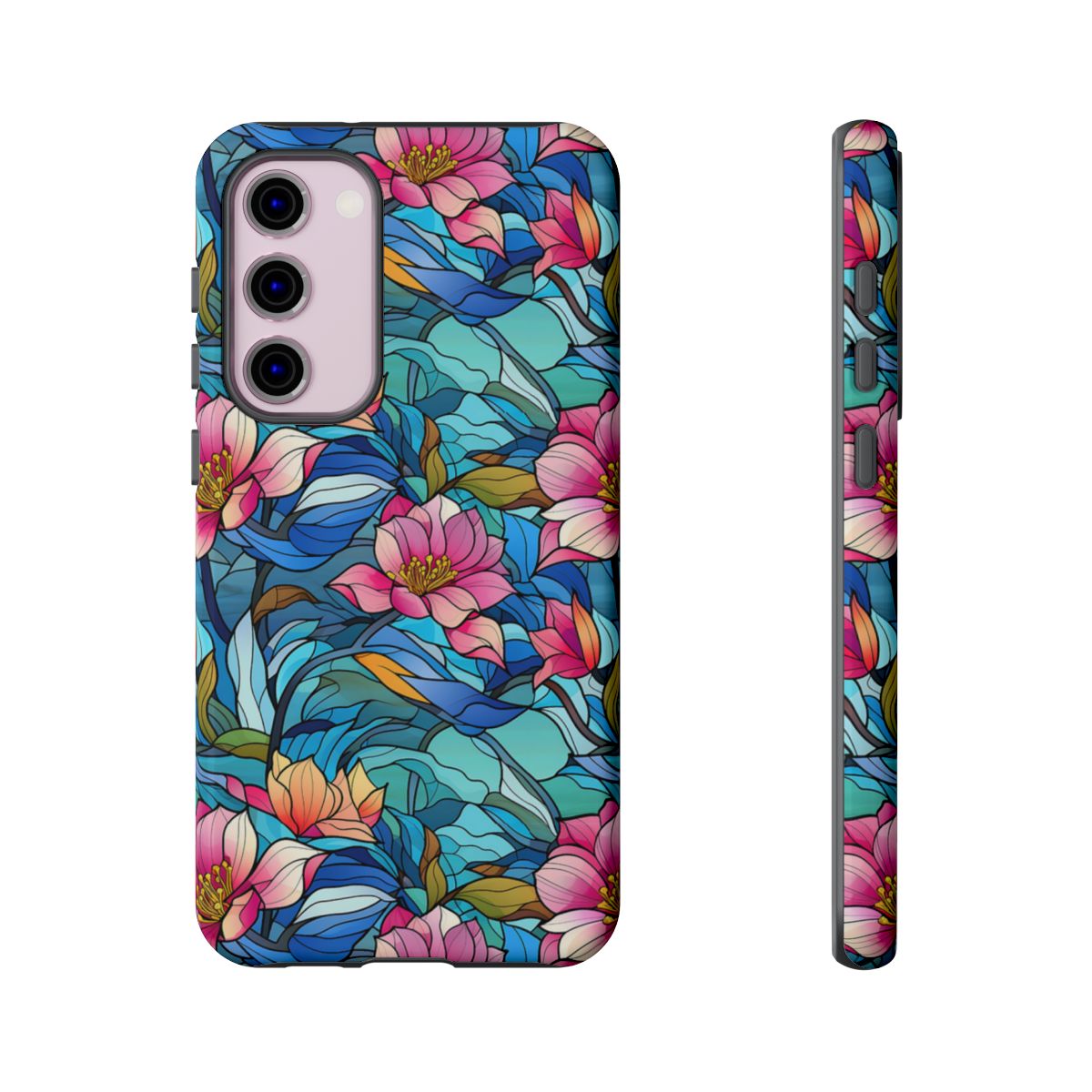 Stained Glass Pink Flowers Tough Case