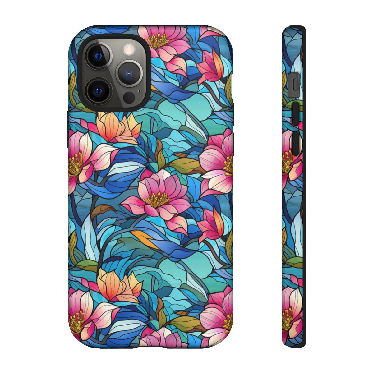 Stained Glass Pink Flowers Tough Case