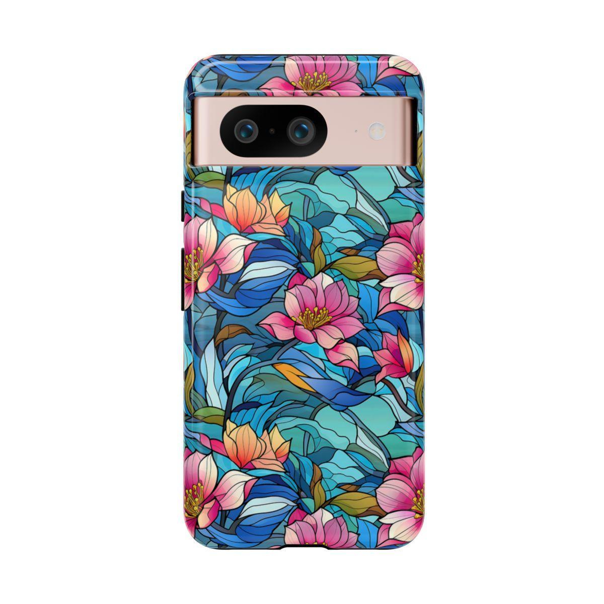 Stained Glass Pink Flowers Tough Case