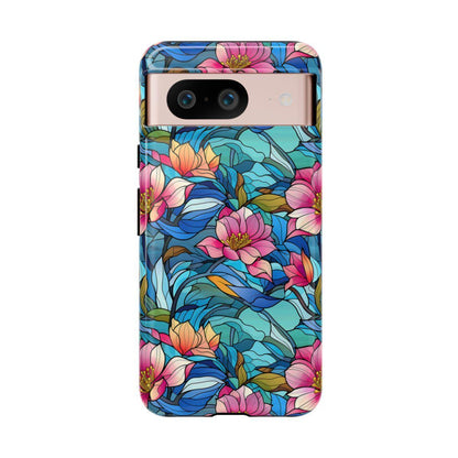 Stained Glass Pink Flowers Tough Case