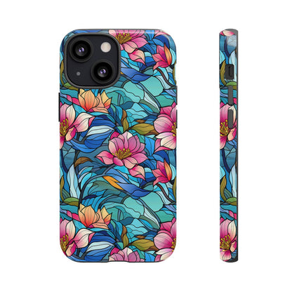 Stained Glass Pink Flowers Tough Case