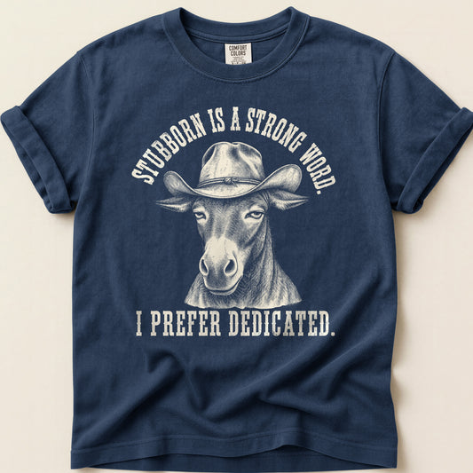 Stubborn Dedicated T-shirt on Navy