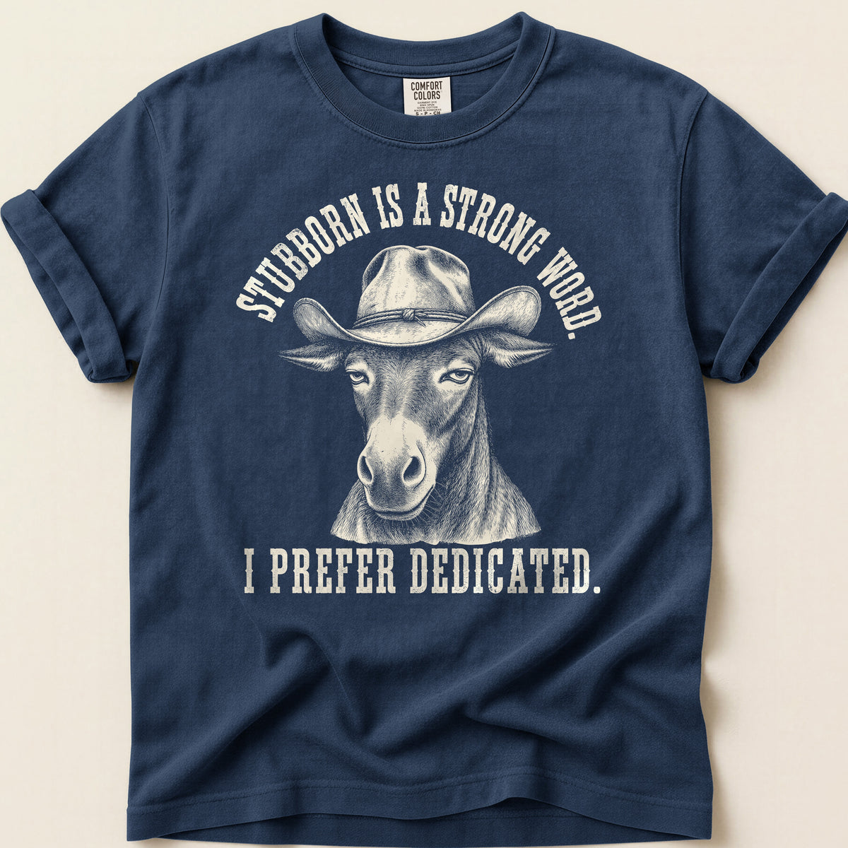 Stubborn Dedicated T-shirt on Navy