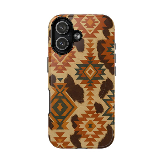 Sunset Aztec + Cowhide Magnetic Case