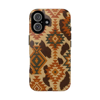 Sunset Aztec + Cowhide Tough Case