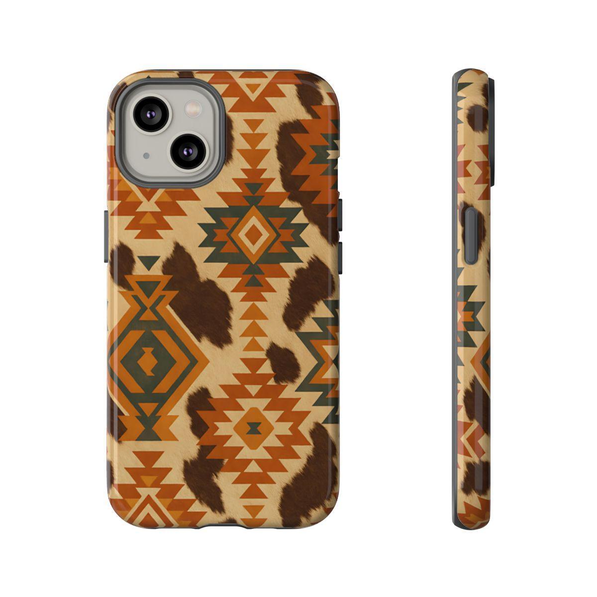 Sunset Aztec + Cowhide Tough Case