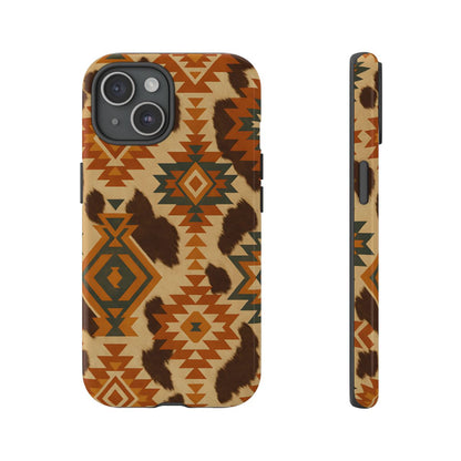Sunset Aztec + Cowhide Tough Case