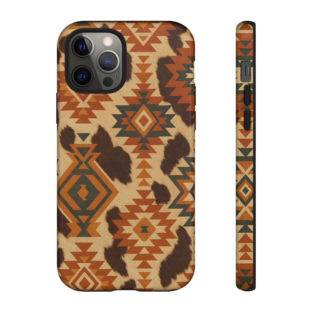Sunset Aztec + Cowhide Tough Case