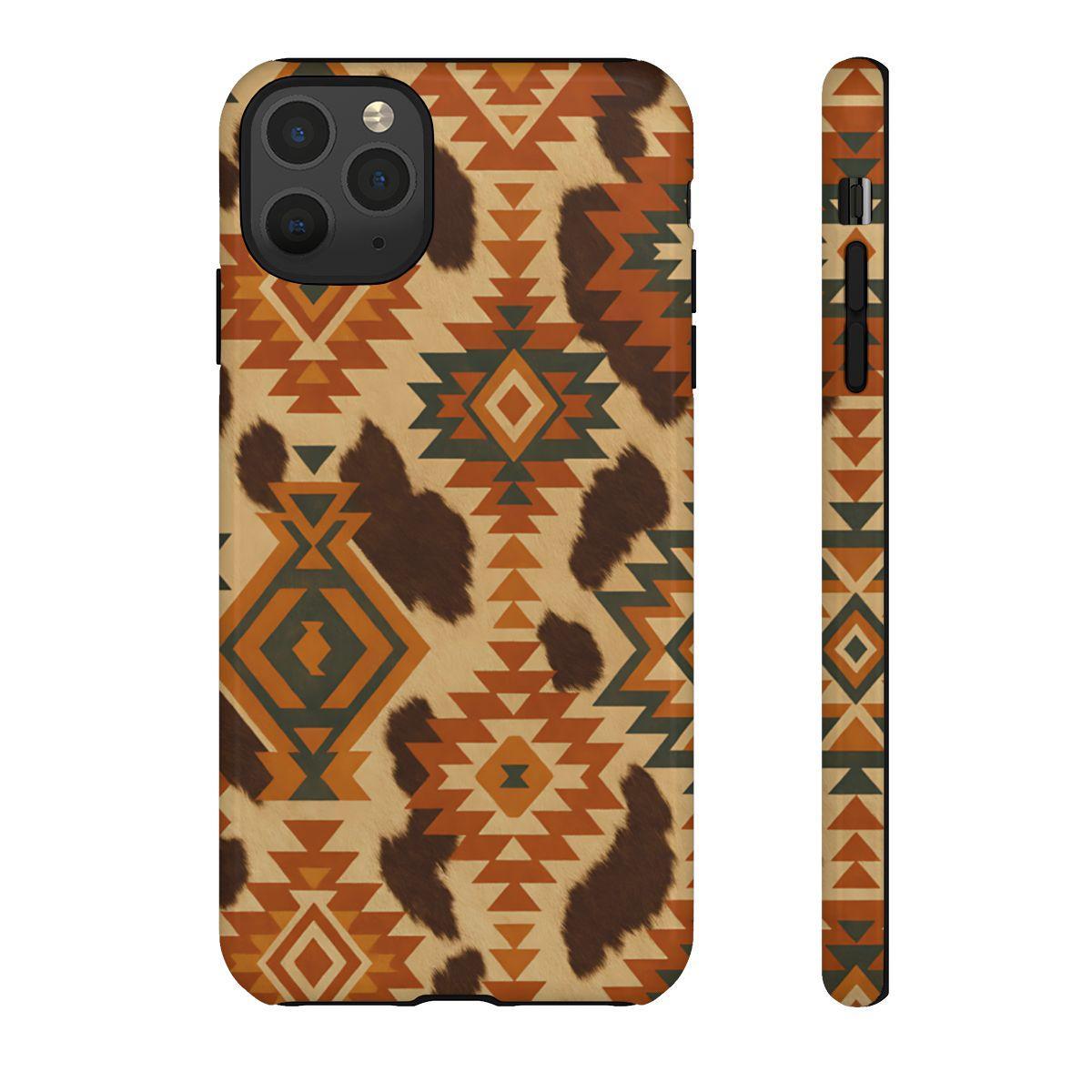 Sunset Aztec + Cowhide Tough Case