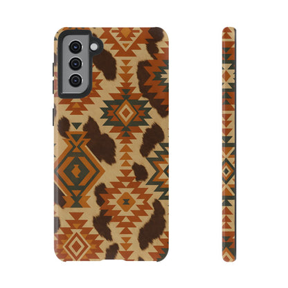 Sunset Aztec + Cowhide Tough Case
