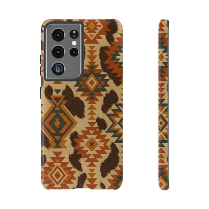 Sunset Aztec + Cowhide Tough Case