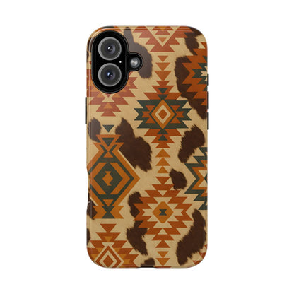Sunset Aztec + Cowhide Tough Case