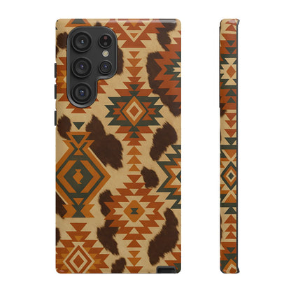 Sunset Aztec + Cowhide Tough Case