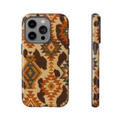Sunset Aztec + Cowhide Tough Case