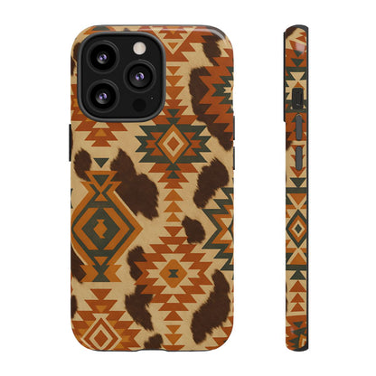 Sunset Aztec + Cowhide Tough Case