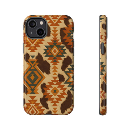 Sunset Aztec + Cowhide Tough Case