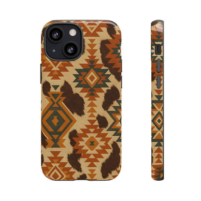 Sunset Aztec + Cowhide Tough Case