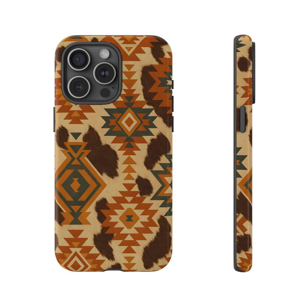 Sunset Aztec + Cowhide Tough Case