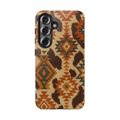 Sunset Aztec + Cowhide Tough Case