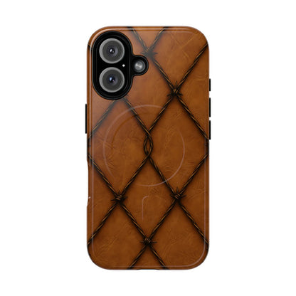 Tan Barbed Wire Grid Magnetic Case