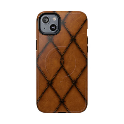 Tan Barbed Wire Grid Magnetic Case