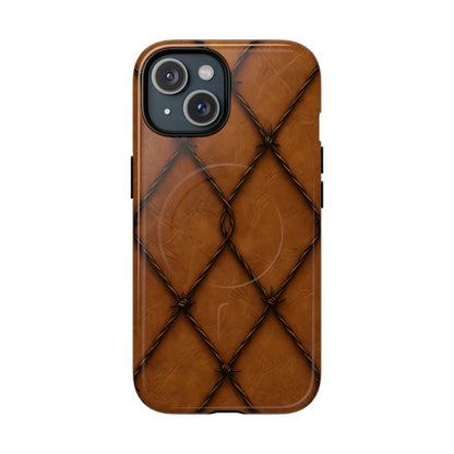 Tan Barbed Wire Grid Magnetic Case