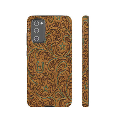 Tan Boot Stitch Horseshoe Scrolls Tough Case